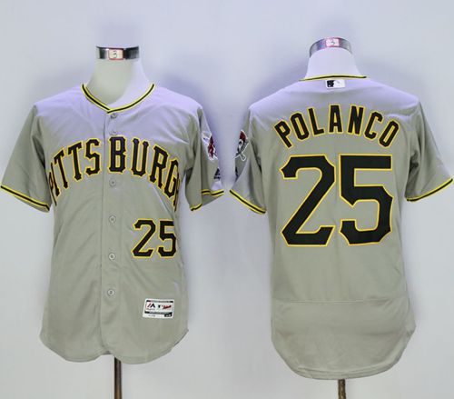 Pirates #25 Gregory Polanco Grey Flexbase Authentic Collection Stitched MLB Jersey - Click Image to Close